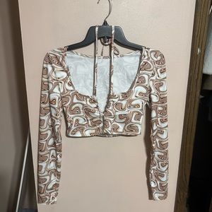 Groovy hippie long sleeve top size medium crop top